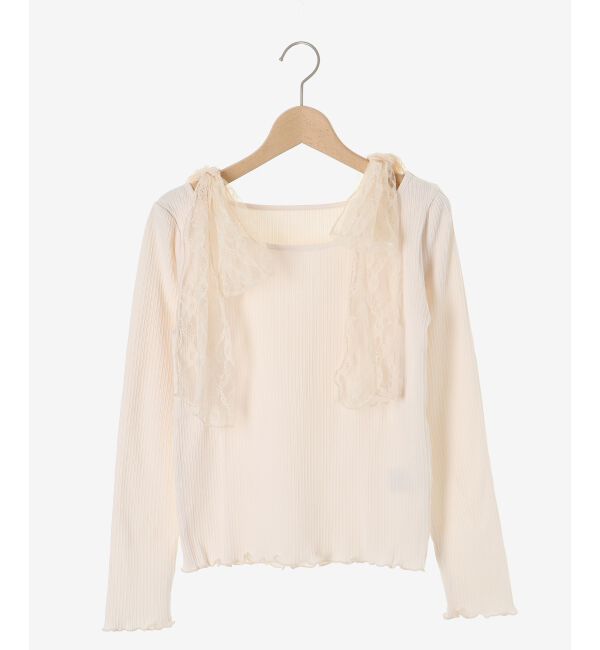 MAJESTICLEGON「肩リボンリブトップス」|Tシャツ・カットソー|