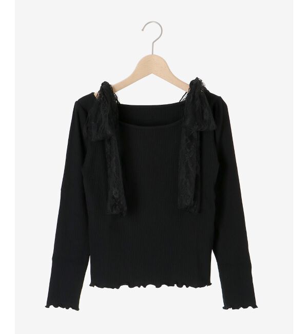 MAJESTICLEGON「肩リボンリブトップス」|Tシャツ・カットソー|