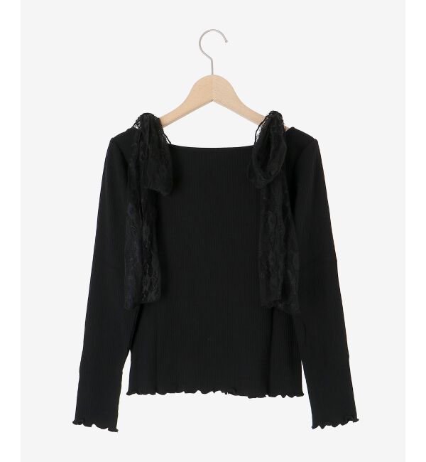 MAJESTICLEGON「肩リボンリブトップス」|Tシャツ・カットソー|