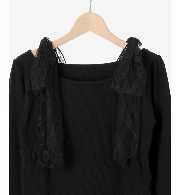 MAJESTICLEGON「肩リボンリブトップス」|Tシャツ・カットソー|