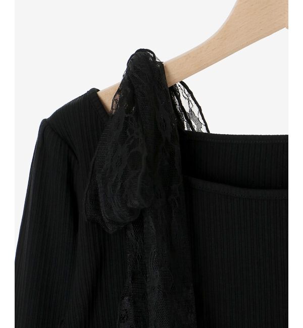 MAJESTICLEGON「肩リボンリブトップス」|Tシャツ・カットソー|