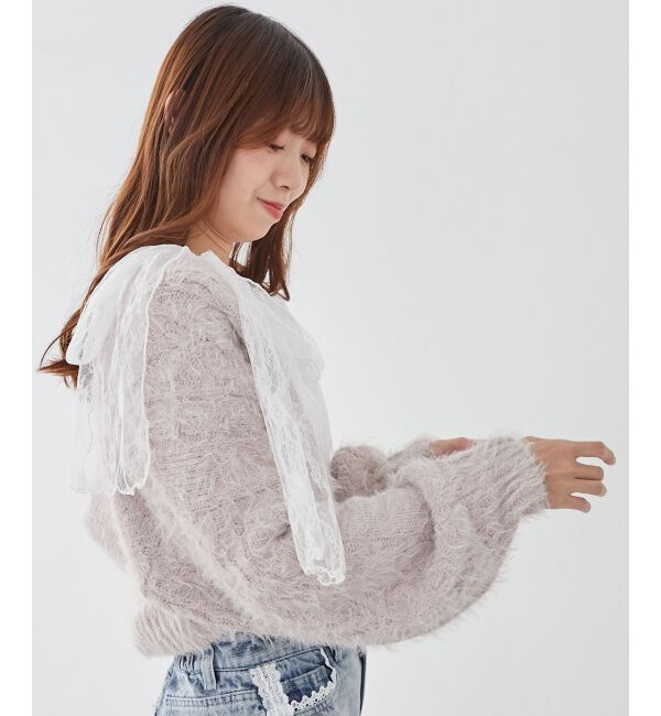 MAJESTICLEGON「肩リボンリブトップス」|Tシャツ・カットソー|