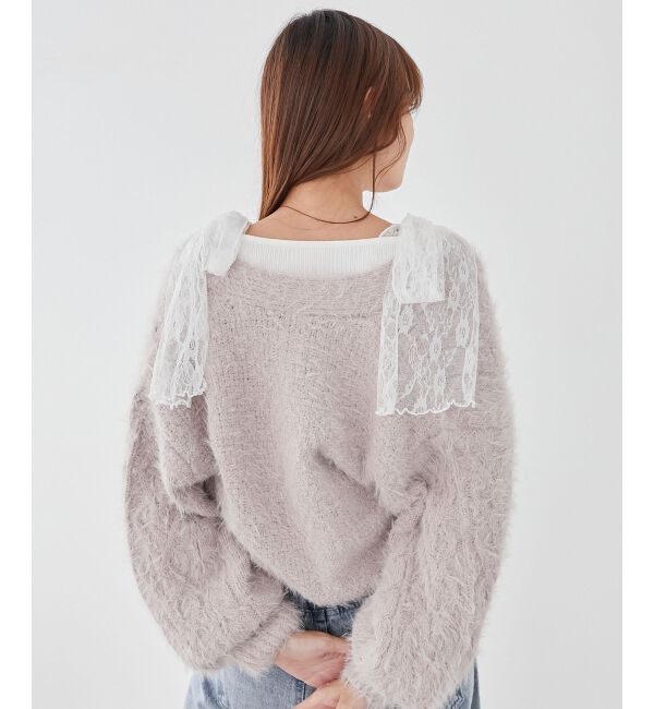 MAJESTICLEGON「肩リボンリブトップス」|Tシャツ・カットソー|