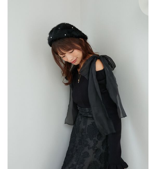 MAJESTICLEGON「ふわふわパールベレー帽」|ハンチング・ベレー帽|