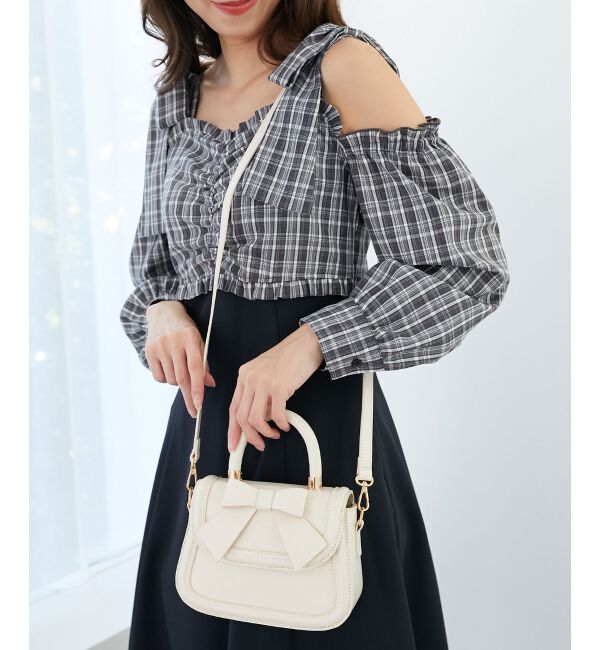 MAJESTICLEGON「クラシックリボンバッグ」|ハンドバッグ|アイボリー