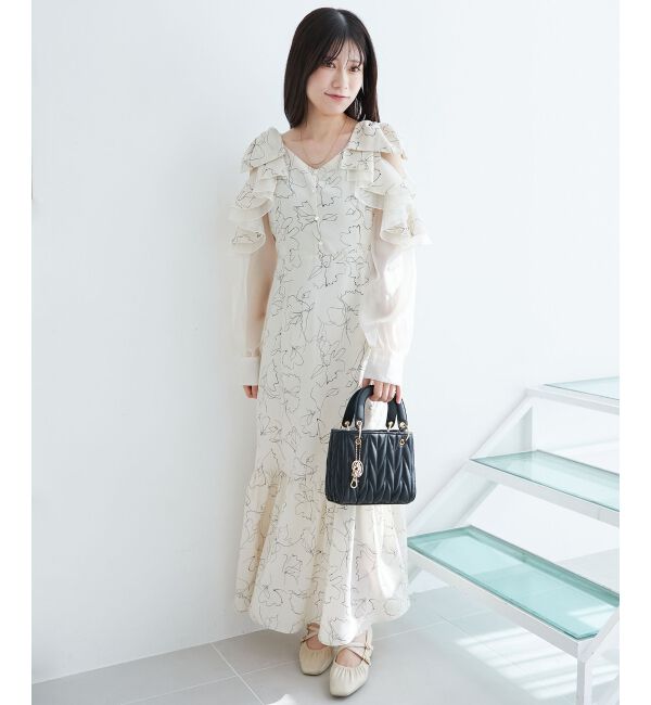 MAJESTICLEGON「フリルリボン肩あきワンピース」|ワンピース|