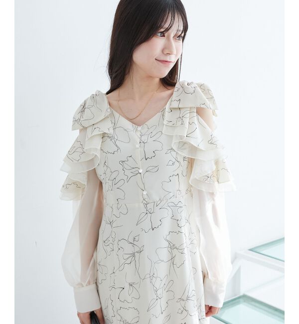 MAJESTICLEGON「フリルリボン肩あきワンピース」|ワンピース|