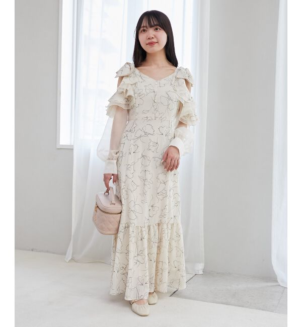 MAJESTICLEGON「フリルリボン肩あきワンピース」|ワンピース|