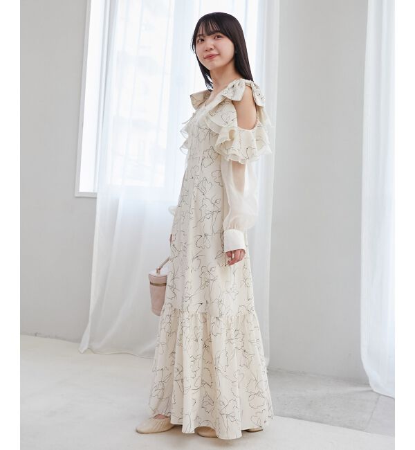 MAJESTICLEGON「フリルリボン肩あきワンピース」|ワンピース|