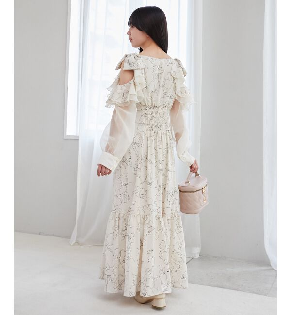 MAJESTICLEGON「フリルリボン肩あきワンピース」|ワンピース|