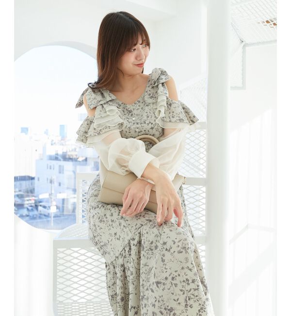 MAJESTICLEGON「フリルリボン肩あきワンピース」|ワンピース|