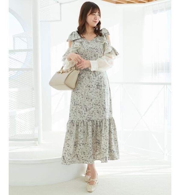 MAJESTICLEGON「フリルリボン肩あきワンピース」|ワンピース|