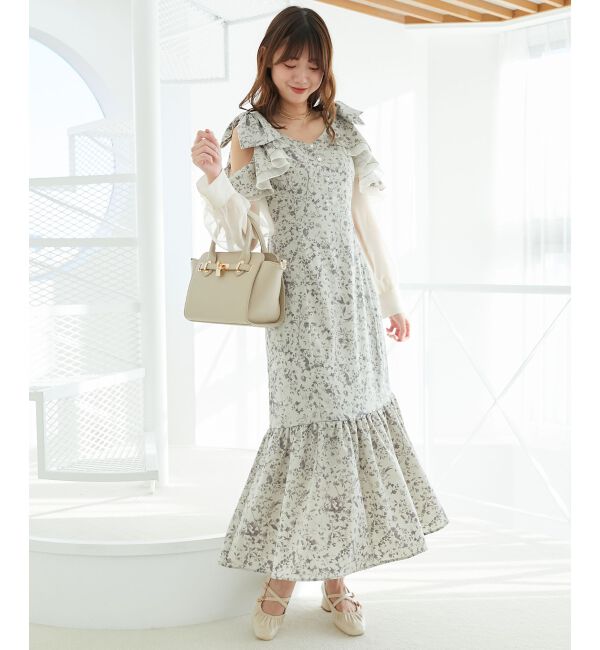 MAJESTICLEGON「フリルリボン肩あきワンピース」|ワンピース|