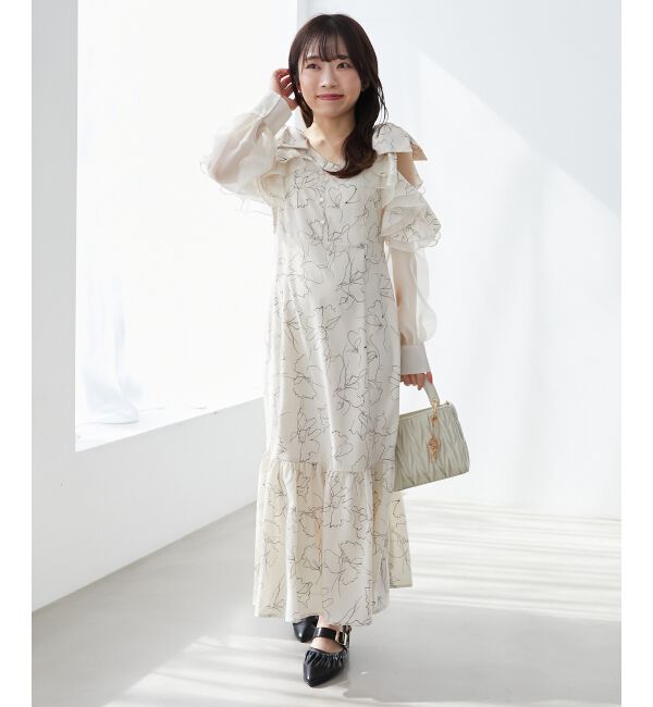 MAJESTICLEGON「フリルリボン肩あきワンピース」|ワンピース|