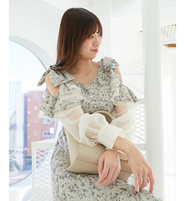 MAJESTICLEGON「フリルリボン肩あきワンピース」|ワンピース|