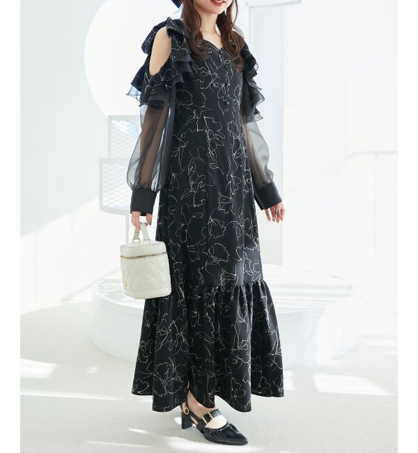 MAJESTICLEGON「フリルリボン肩あきワンピース」|ワンピース|