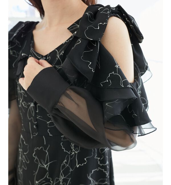 MAJESTICLEGON「フリルリボン肩あきワンピース」|ワンピース|