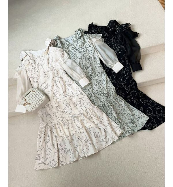 MAJESTICLEGON「フリルリボン肩あきワンピース」|ワンピース|