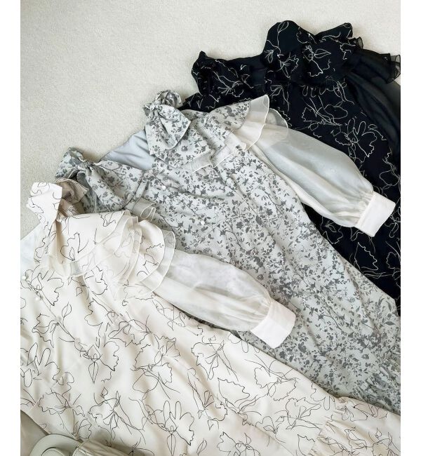 MAJESTICLEGON「フリルリボン肩あきワンピース」|ワンピース|