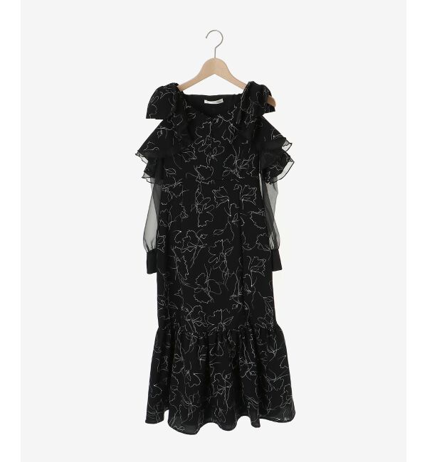 MAJESTICLEGON「フリルリボン肩あきワンピース」|ワンピース|