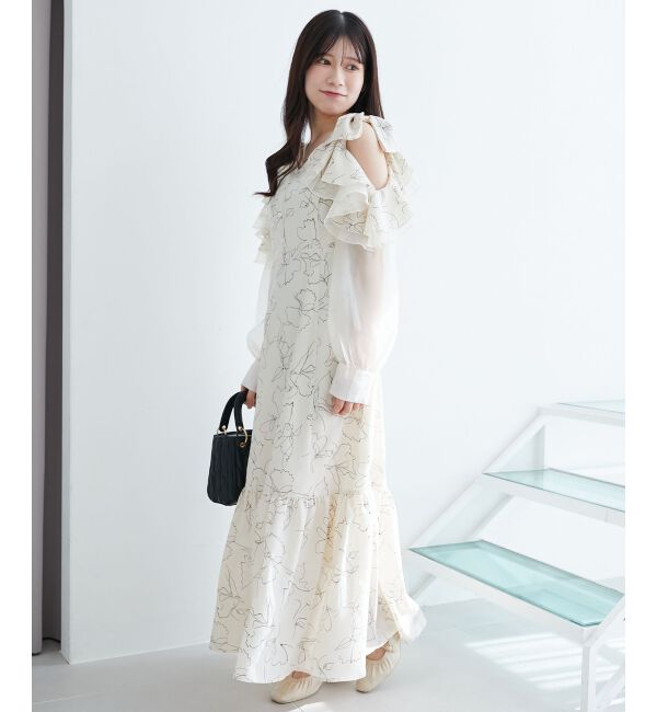 MAJESTICLEGON「フリルリボン肩あきワンピース」|ワンピース|