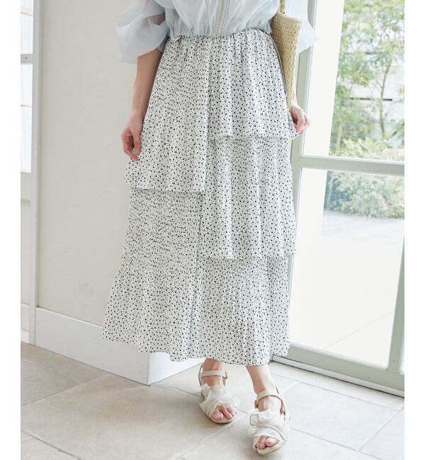  「プリーツティアードスカート」|スカート|オフ／柄