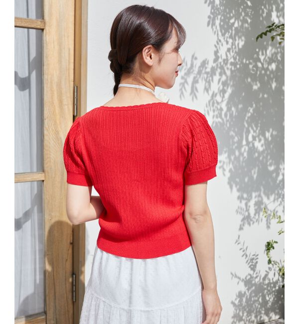  「ハーフスリーブケーブルカーディガン」|カーディガン|