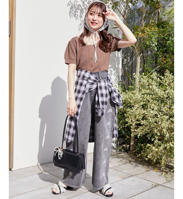  「ハーフスリーブケーブルカーディガン」|カーディガン|