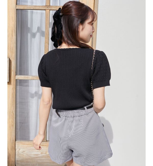  「ハーフスリーブケーブルカーディガン」|カーディガン|