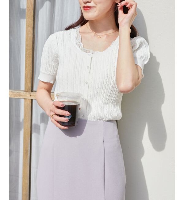  「ハーフスリーブケーブルカーディガン」|カーディガン|
