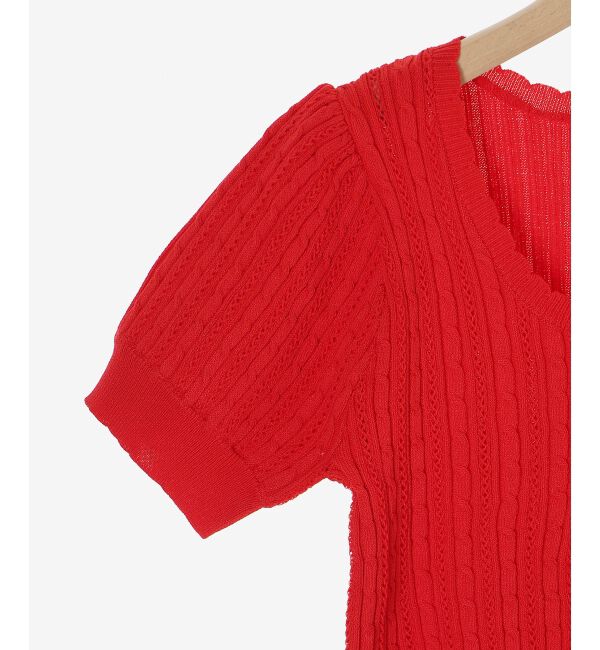  「ハーフスリーブケーブルカーディガン」|カーディガン|