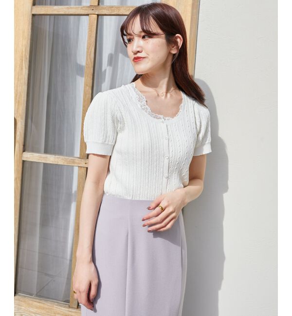  「ハーフスリーブケーブルカーディガン」|カーディガン|