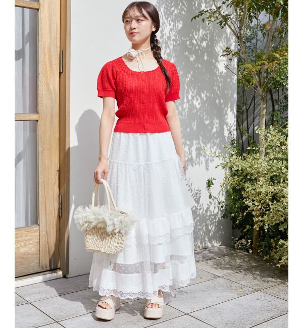  「ハーフスリーブケーブルカーディガン」|カーディガン|