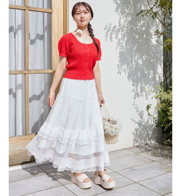  「ハーフスリーブケーブルカーディガン」|カーディガン|