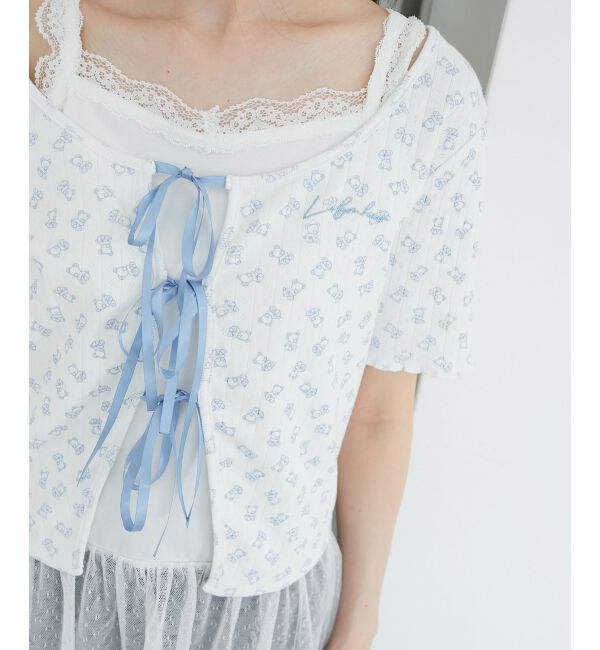  「ペプラムキャミセットカットカーデ」|カーディガン|オフ／柄