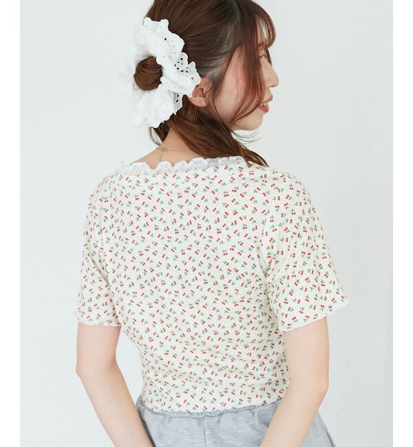  「フロントリボンレイヤード風トップス」|Tシャツ・カットソー|