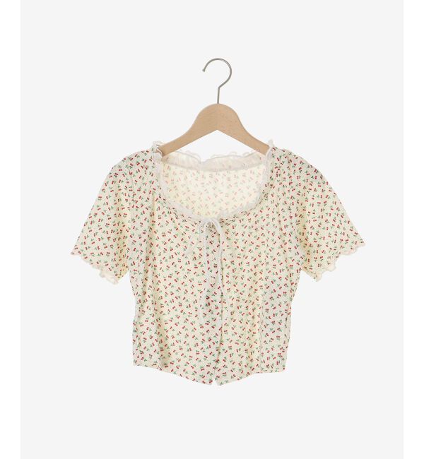  「フロントリボンレイヤード風トップス」|Tシャツ・カットソー|