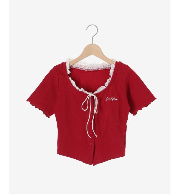  「フロントリボンレイヤード風トップス」|Tシャツ・カットソー|