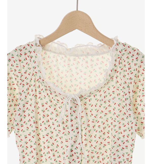  「フロントリボンレイヤード風トップス」|Tシャツ・カットソー|