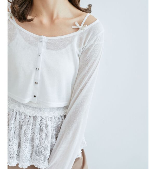  「ペプラムキャミ&times;カーデセット」|カーディガン|オフ