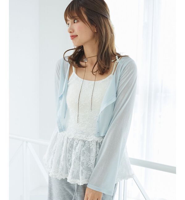  「ペプラムキャミ&times;カーデセット」|カーディガン|