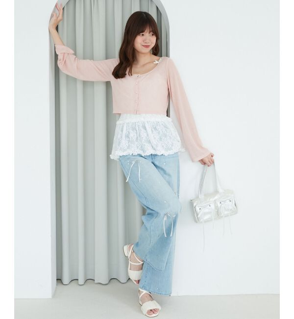  「ペプラムキャミ&times;カーデセット」|カーディガン|