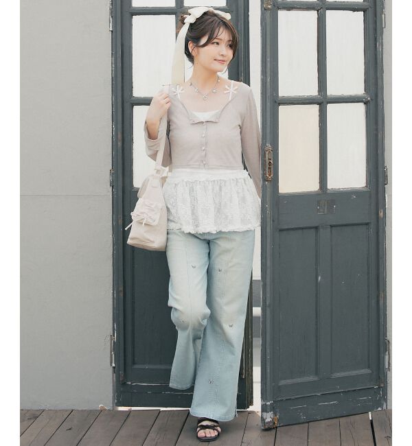  「ペプラムキャミ&times;カーデセット」|カーディガン|