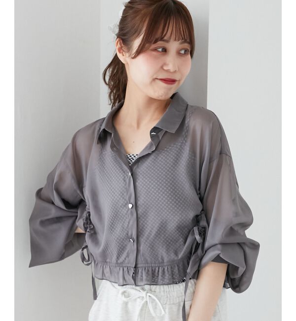  「インナー付きドロストシアーブラウス」|シャツ・ブラウス|Ｃ／グレー