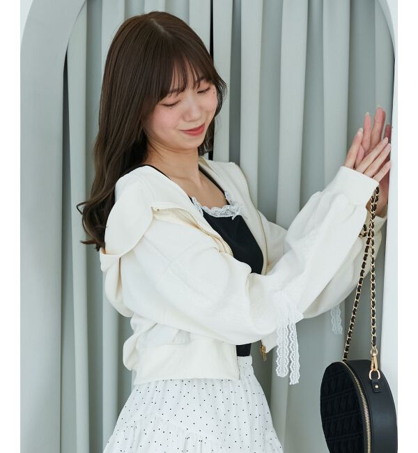  「◎レースリボンラインパーカー」|パーカー|