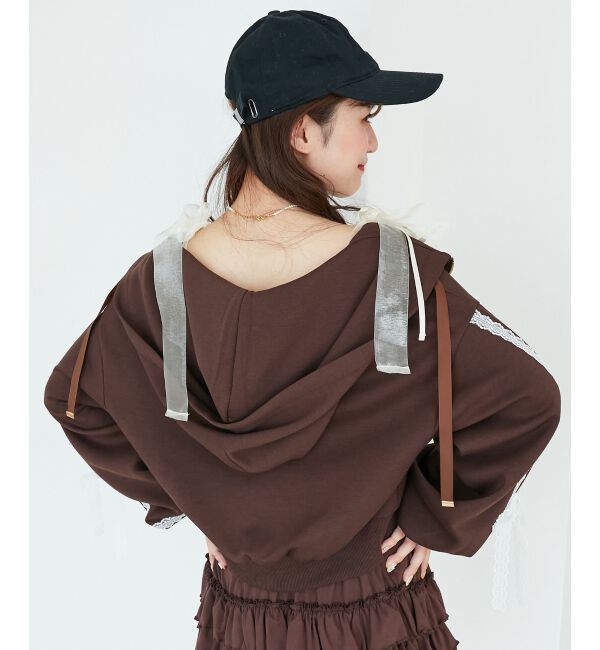  「◎レースリボンラインパーカー」|パーカー|