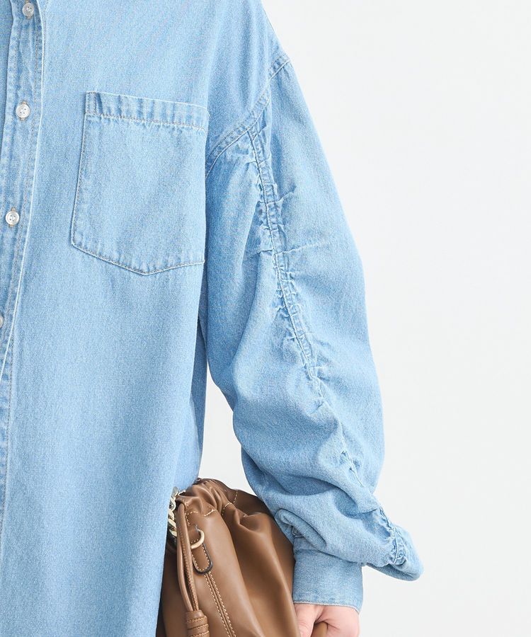 earth music&ecology「シャーリングスリーブデニムシャツ」|シャツ・ブラウス|