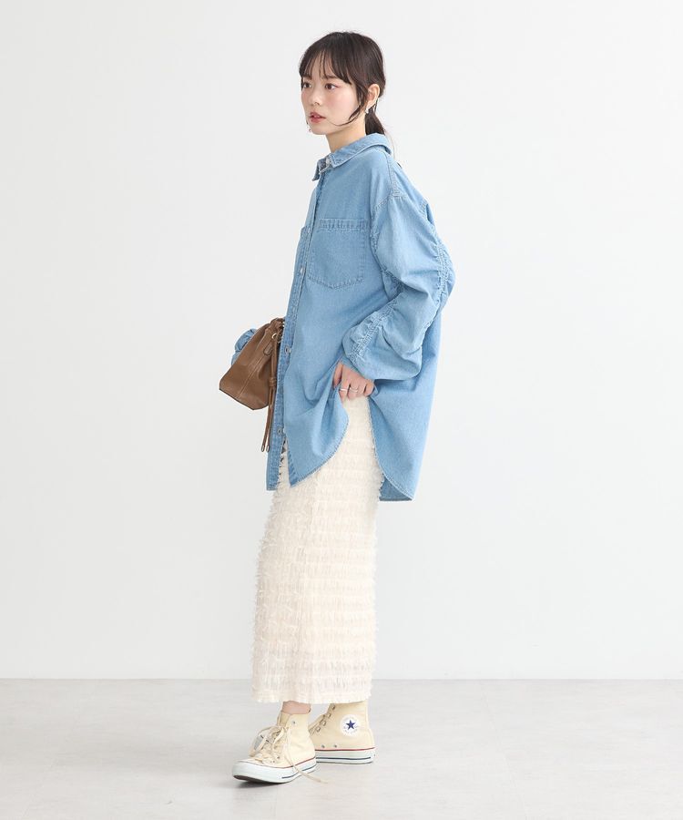 earth music&ecology「シャーリングスリーブデニムシャツ」|シャツ・ブラウス|