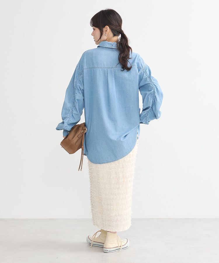 earth music&ecology「シャーリングスリーブデニムシャツ」|シャツ・ブラウス|