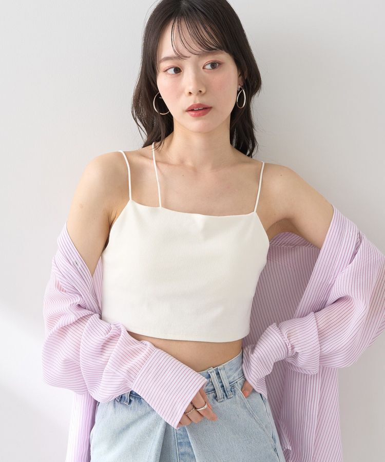 earth music&ecology「アシメショルダーショートキャミソール」|キャミソール|Off White